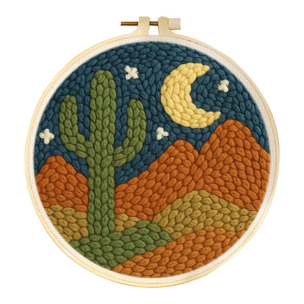 DIY Punch Needle Embroidery Kit with Yarn Landscape Pattern Starter Kit Magic Tufting Set Poking Cross Stitch Tools For Knitting