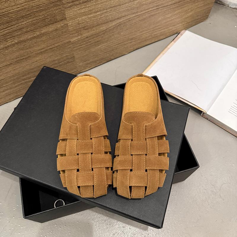 

Плетеная сумка голова тащить девушка 2025 весна и лето новая мода мягкая подошва ленивые один педаль ленивые крутые тапочки 40 малиновый