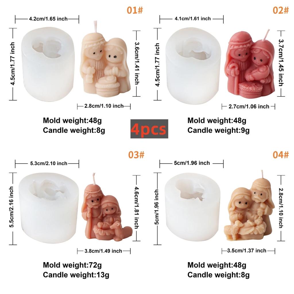 3D Nativity Scene Silicone Mold Mini Scented Candle DIY Craft Home Decor Handmade Religious Art Mold Candle Making Supplies