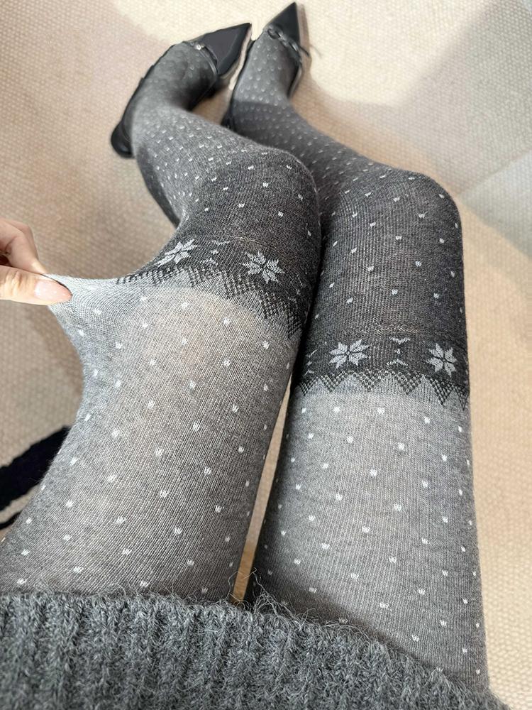 Snowflake Christmas Tights Women Pantyhose 2025 Autumn Winter Polka Dot Patwhwork Leggings for Women Party Pantyhose
