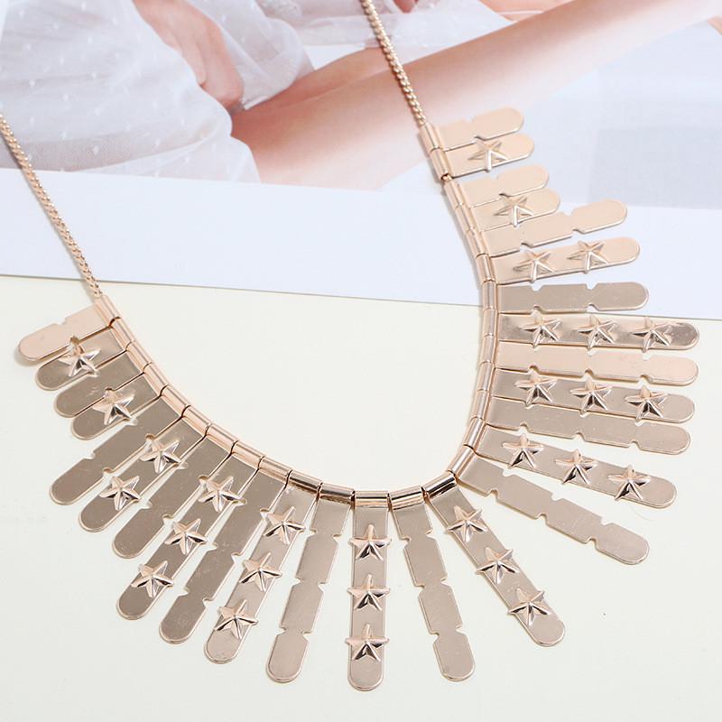 Euro Chic Metal Tassel Necklace With Geometric Design For Men And Women