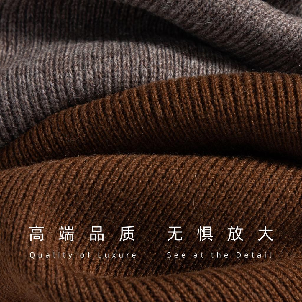 Knitted 100% wool scarf women's autumn and winter high-end sense new versatile narrow scarf simple warm shawl