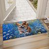 Cute Dog Floral Spring Daisies Doormat Polyester Floor Mat for Pet Lover Entryway Rug Porch Decor Puppy Gift Indoor Outdoor Mat