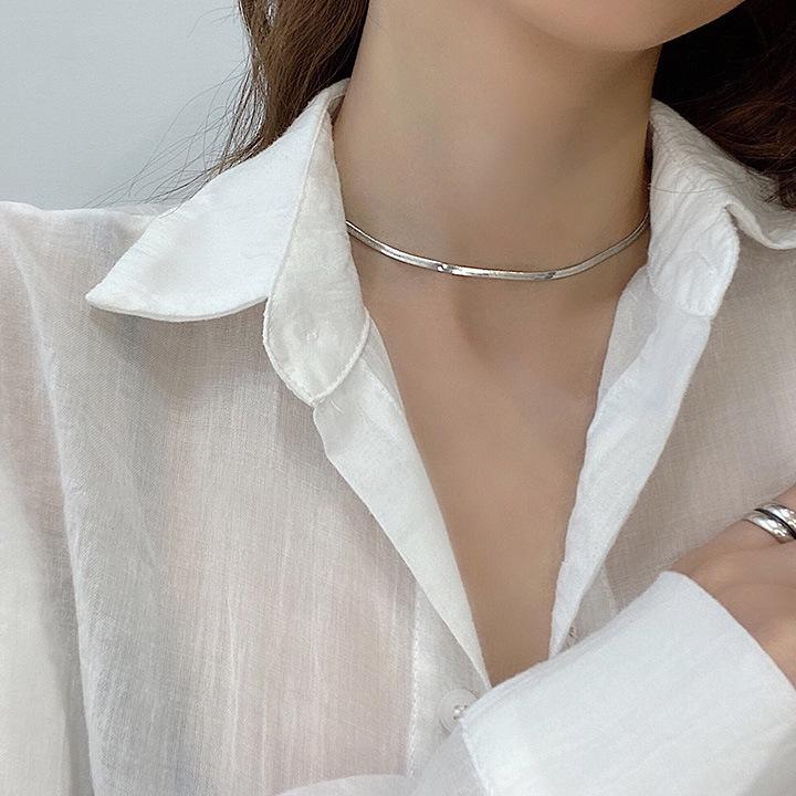 Goldbarren Bohnen Halskette - Edelstahl, Nischendesign, Schlichte Schlüsselbeinkette, Vielseitiger Modeschmuck