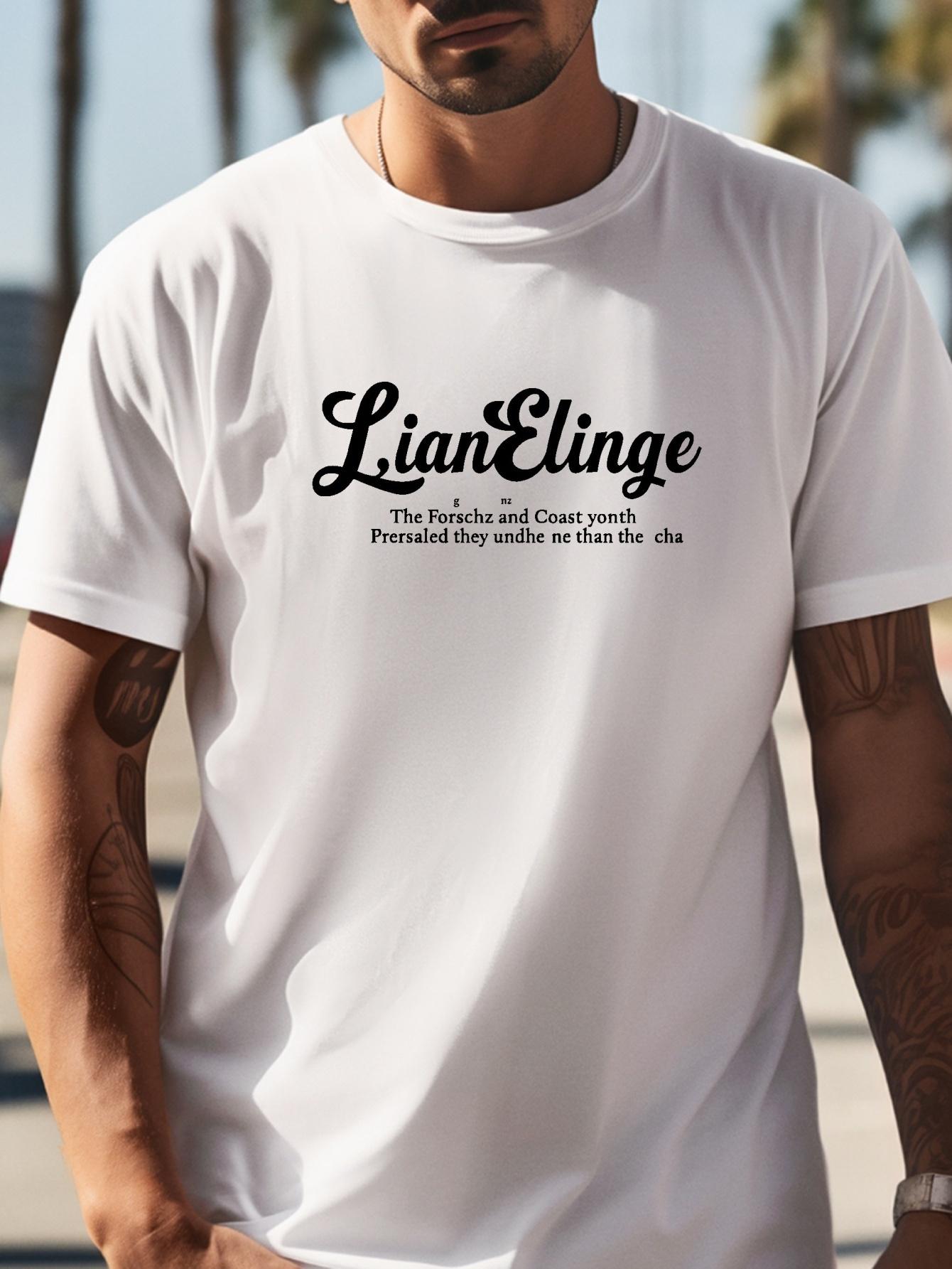 611 Cotton Blend T-shirt - Navy Blue Casual Summer Tee with Bold Lian ling Graphic Print XXXL