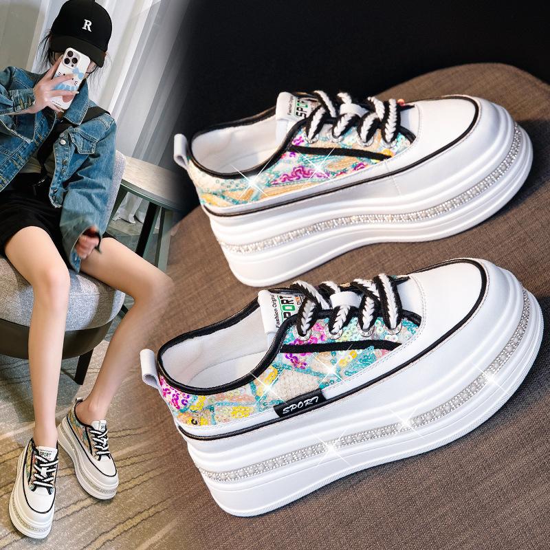 8cm Women Sandals Platform Wedge Summer Shoes Mesh Sneaker Lace-up Mules Shoes Slides Women Slippers Breathable Zapatos De Mujer