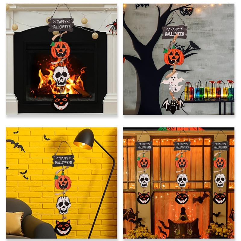 Halloween Front Door Hanging Pumpkin Witch Ghost Flags Sign For Halloween Home Haunted House Door Decorations,Halloween home decoration