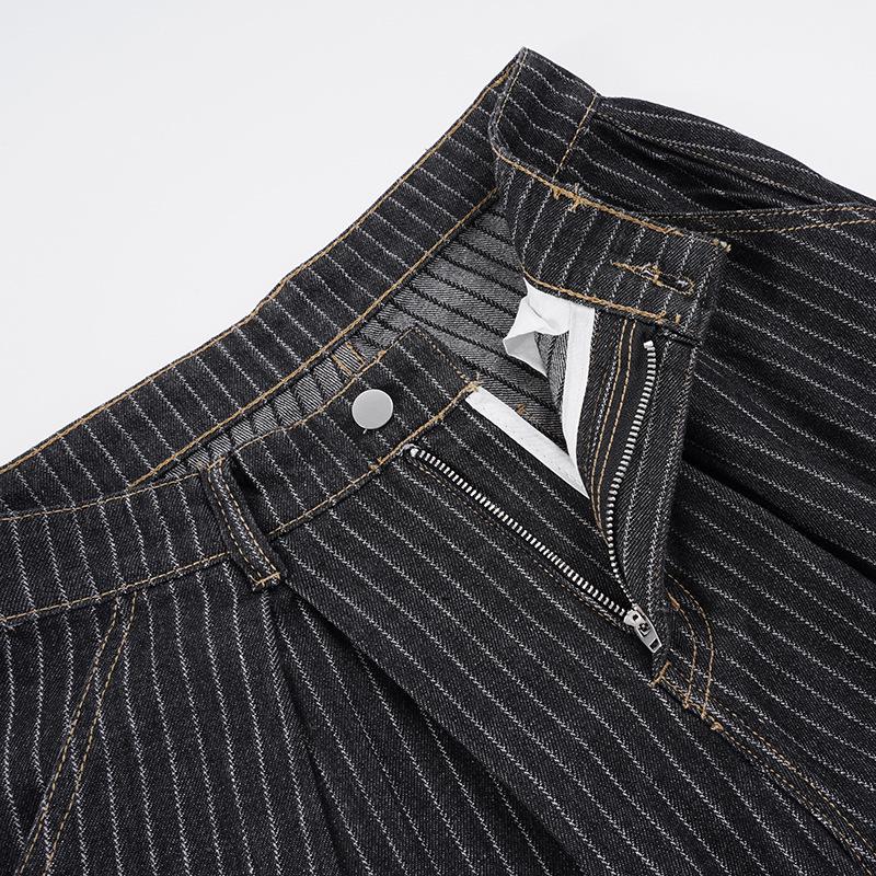 Herbst Retro Gestreifte Weite Jeans - Street Style Lockerer Schnitt