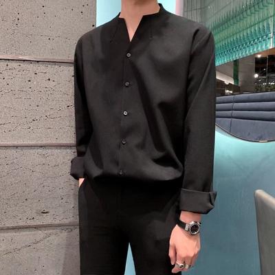 Camisa Casual Solta de Cor Sólida Vintage
