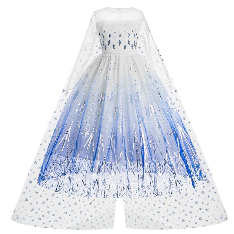White Ice And Snow Dress for Girls, Themed Costume, White Princess Gown, Carnival Outfit, Floor-Length Cape Dress.