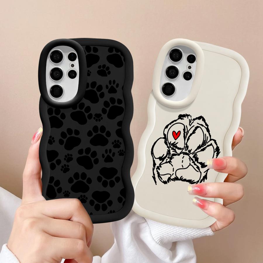 Cute Pet Paw Prints Case for Samsung Galaxy S20 FE S23 Plus A25 S21 S22 Ultra A26 S25 S24 Soft Phone Cover A54 A55 A34 A24 A35