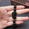 New Unisex Attract Wealth Pixiu Women Men Good Luck Bangle Bracelets Wristband Obsidian Stone Beads
