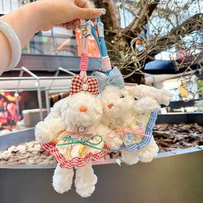 Cute Plush Rabbit Keychain Adornment Trendy Rabbit Plush Bag Decoration Secure Clip On Design for Keys and Wallets