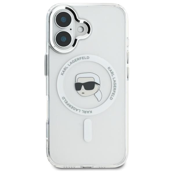Karl Lagerfeld Klhmp16Shlskih Iphone16 6.1 Biały/White Hardcase Iml Metal Karl Head Magsafe