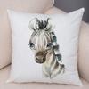 Watercolor Cute Animal Cushion Cover Sofa Home Decor Zebra Giraffe Hippo Monkey Lion Fox
