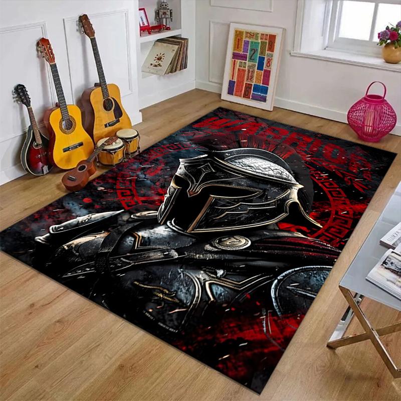 Gladiator Helmet Polyester Carpet, Soft Indoor Mat for Office Chair, Living Room, Computer Desk - Decorative Home Office Rug Design