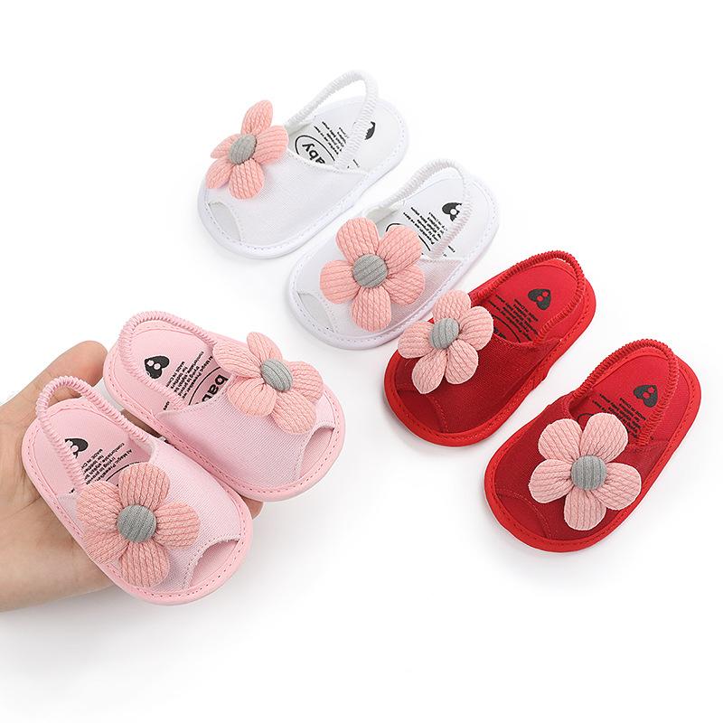 Cute Flower Baby Girls Sandals Summer Soft Soled Newborn Floor Shoes Indoor Non-slip Lightweight Toddler Girl Sandals Shoes