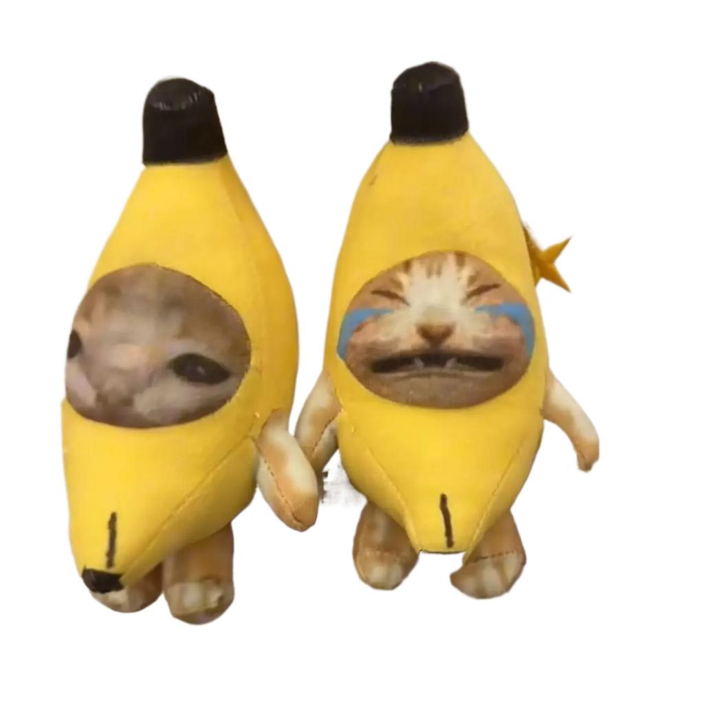 17cm Sound Toy Banana Cat Doll Pendant Singing Doll Keychain Crying Happy Banana Cat Plush With Sound Toy Car Bag Kid Funny Gift