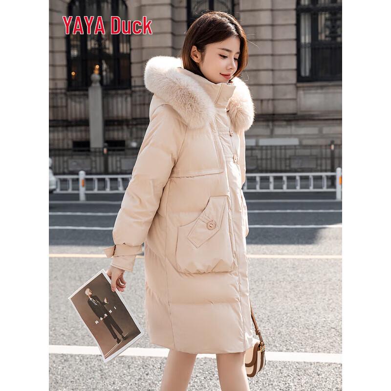 YAYA Women's Detachable Fur Collar Thickened Down Jacket