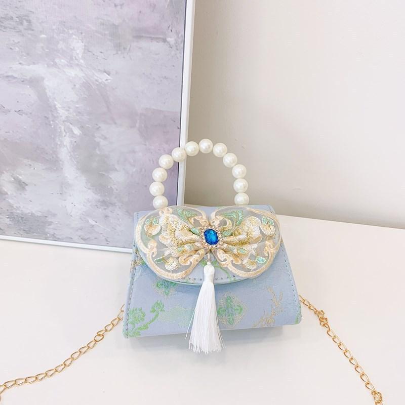 Childrens Pearl Handheld Shoulder Bag With Tassel Chain For Girls Daily Use