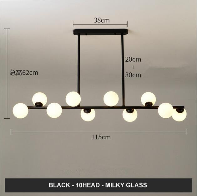 Dining Room Ceiling Chandelier Suspension Horizontal Glass Balls Chandeliers Kitchen Hanging Lamp Office Front Desk Lights