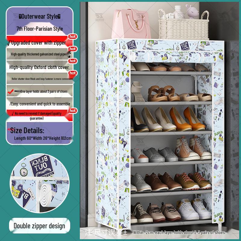 Multi-Layer Indoor Shoe Rack with Curtain