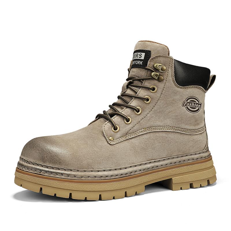 

Горячая распродажа мужских ботинок, универсальная мужская обувь, высокие модные рабочие туфли в британском стиле, повседневные кожаные короткие ботинки ручной работы 45 хаки