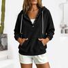 Damen Halbknopf Kapuzenpullover Kordelzug Langarm Kängurutasche Locker Lässig Pullover Einfarbige Tägliche Streetwear Sweatshirt