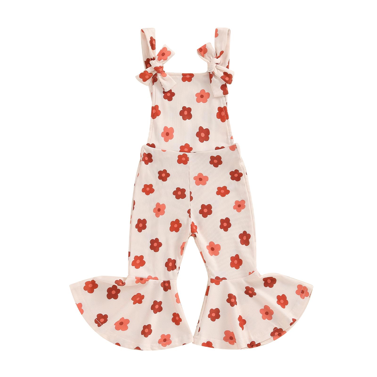 

Детские комбинезоны с цветочным принтом для девочек, комбинезон без рукавов с завязками на плечах, брюки на подтяжках, расклешенные брюки, комбинезон для малышей 18-24 Months хаки