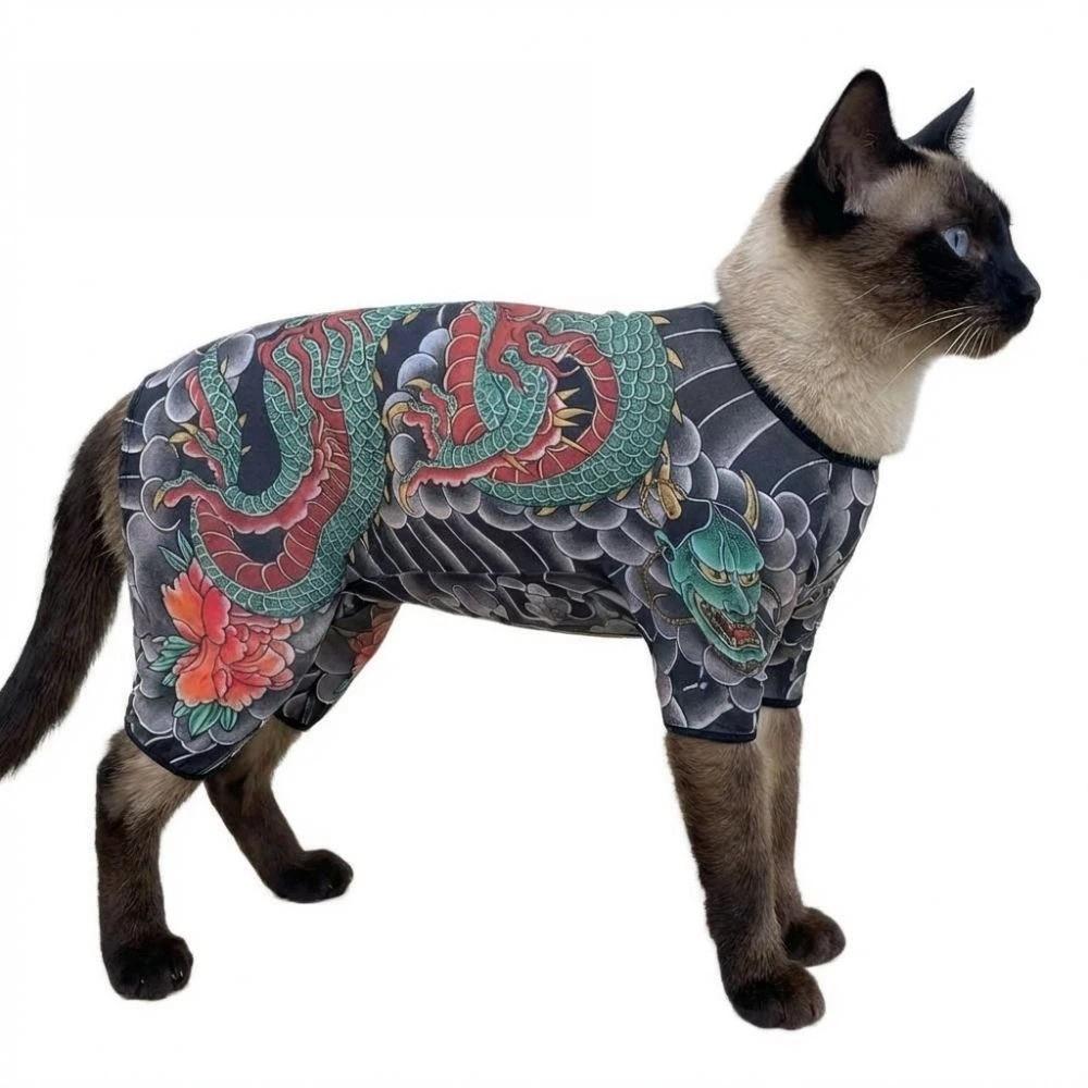 Kreativität Vier Jahreszeiten Haustier Tattoo Weste Lebensecht Lustig Hund Katze Tattoo Jacke Atmungsaktiv Kühl Haustierkleidung Für Haustier S Bis 6XL