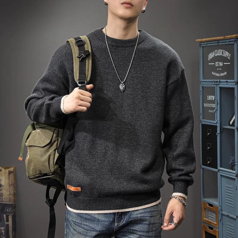 

Men s Casual Retro Winter Sweater – High-End Loose Warm Round Neck Knitwear XL темно-сірий