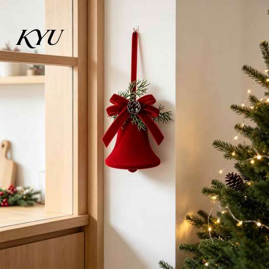 Christmas Tree Hanging Decor Nordic Velvet Bell Ornament, Flocked Bells for Matte Flocking Festive Decorations Door Window Decor, Holiday Home