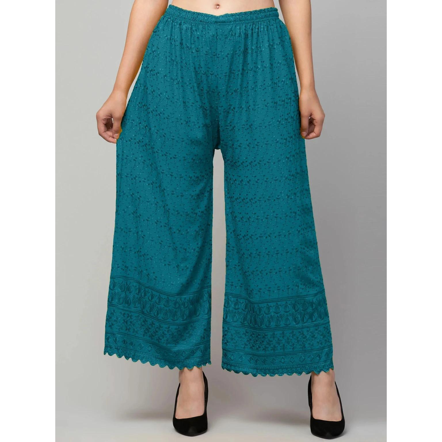 Viscose Rayon Mid Rise Palazzo Set Women Beautiful Ethnic Trouser Pant Set S