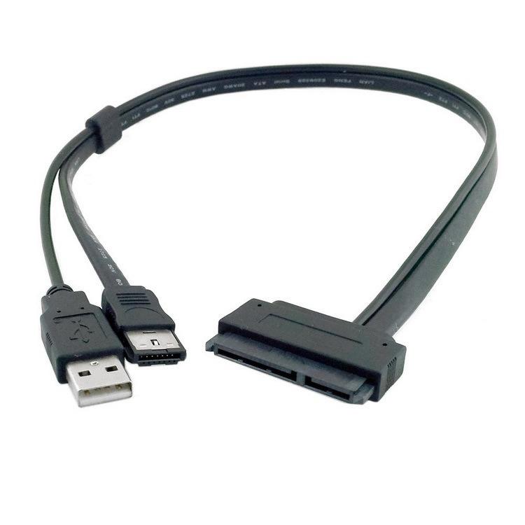 SATA 22Pin to Power ESATA Cable Splitter USB Power Wire Converter 2.5inch SATA 7+15Pin Hard Disk to eSATA Extend Cord Adapter чёрный