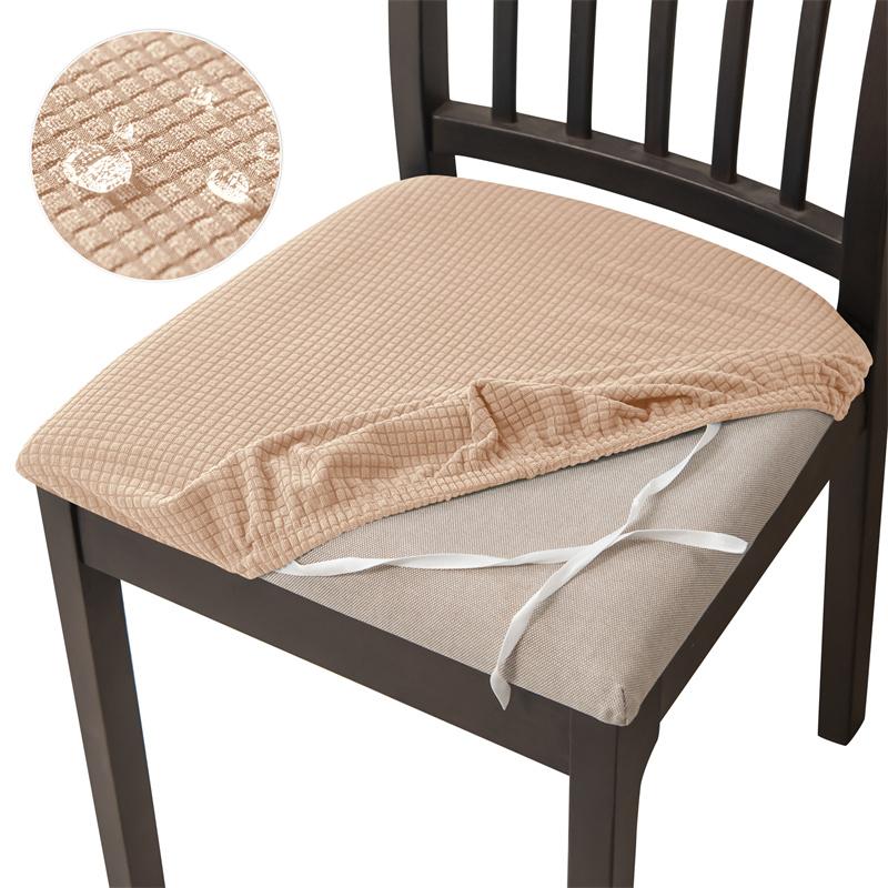 Jacquard Dining Chair Cushion Cover Solid Color Water Repellent Chair Slipcover Dustproof Anti-slip Seat Cover for Living Room