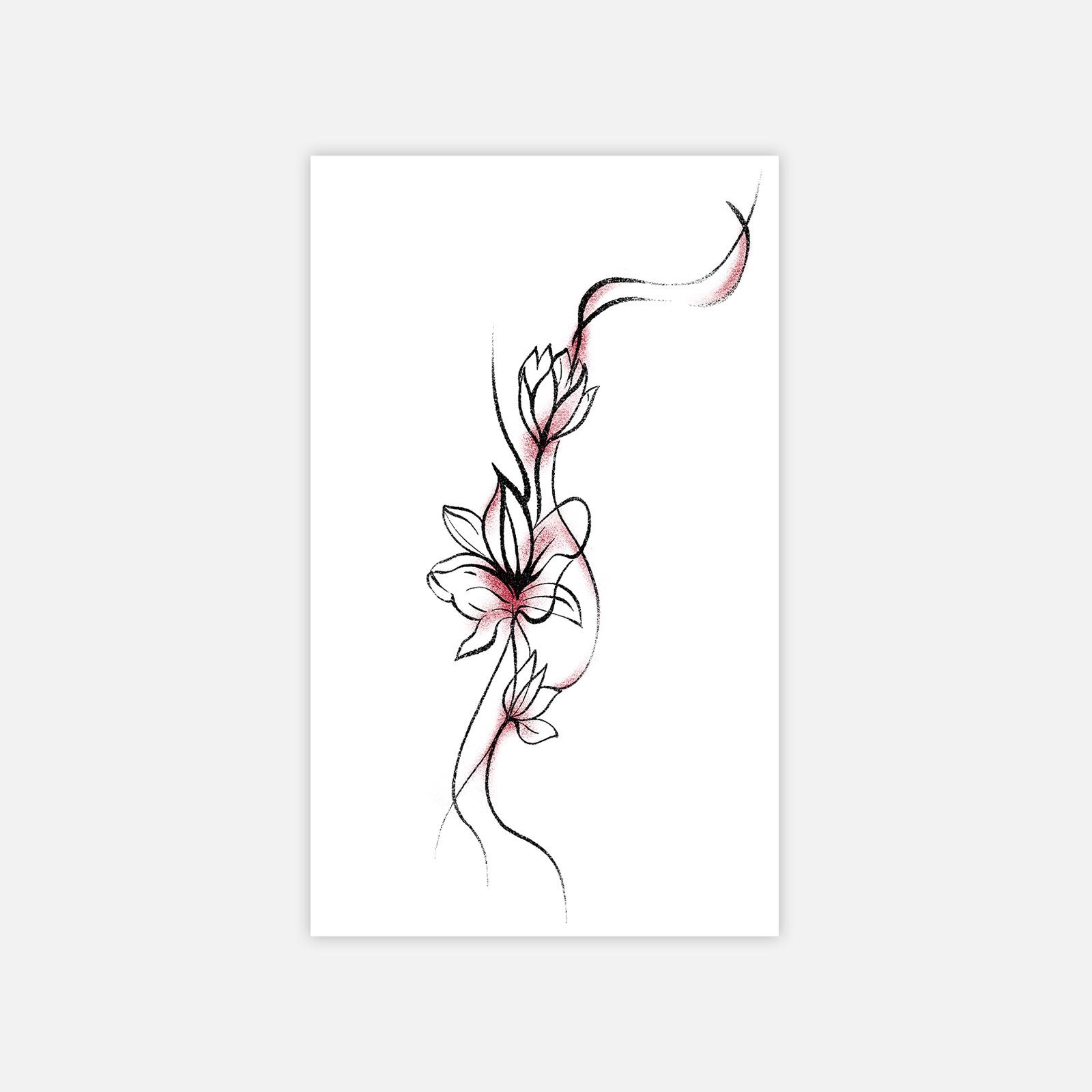 New Chinese Ink Lotus Simple Tattoo Sticker Arm Collarbone Tattoo Sticker 6*10