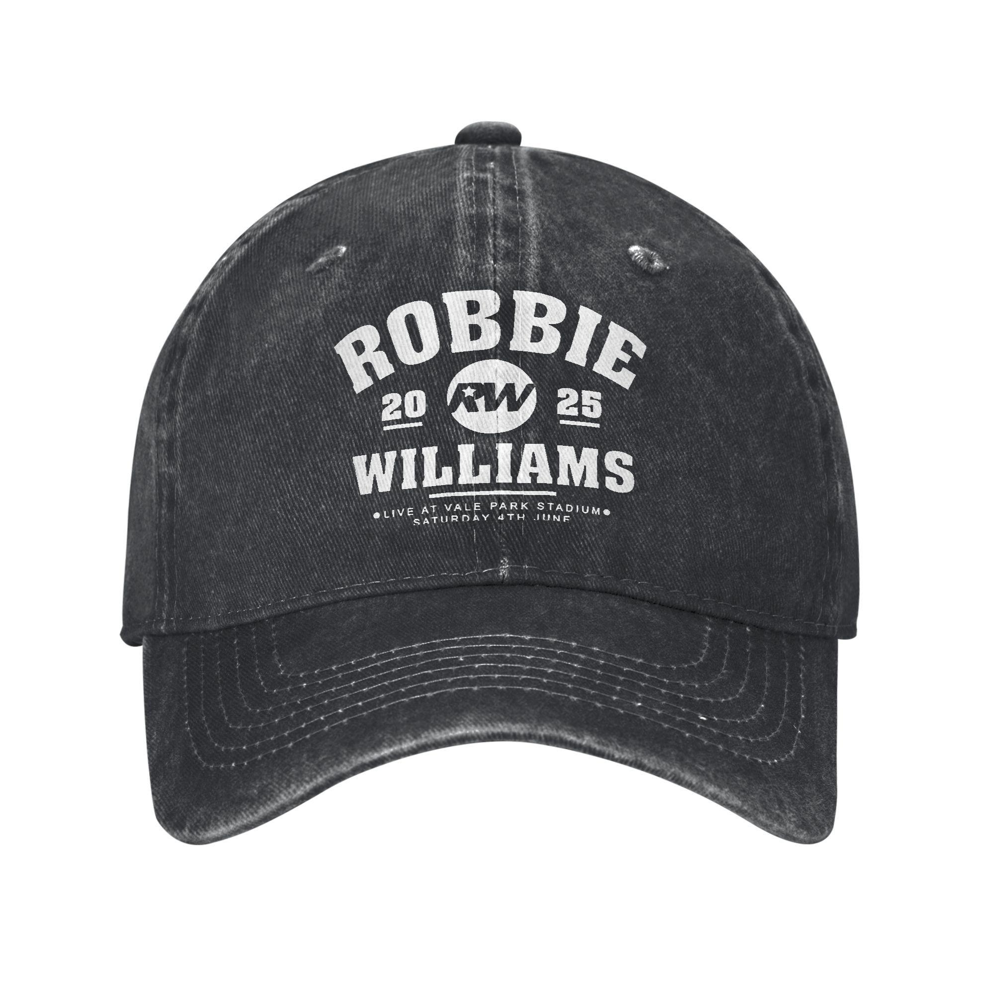 

Robbie Williams Live 2025 Concert Men Women Baseball Cap RW Singer Distressed Washed Hat Outdoor Workouts Adjustable Snapback Adjustable