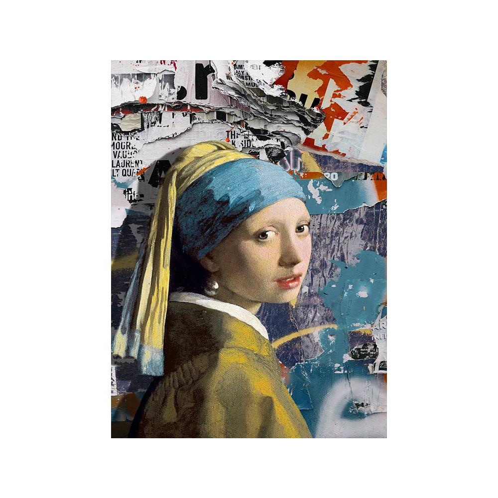 

Абстрактное искусство, забавная девушка с жемчужными серьгами, плакаты, граффити, женское лицо, цветок, холст, живопись, настенные художественные картинки для домашнего декора 40x60cm no frame