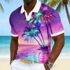 2026 Summer New Hawaiian Beach Vacation Style Men's Short Sleeve Polo Shirt Casual Shirt
