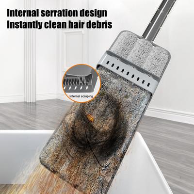 Self Wringing Flat Mop Hands Free 360 Degree Spin Cleaning Mop with 2 Washable Mop Pads Wet Dry Use Microfiber Floor