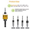 ABUL-5Pcs Countersink Drill Bits Set With Low Friction Depth Stop, With 10Pcs Replacement HSS Drill Bit,Adjustable Depth Stop