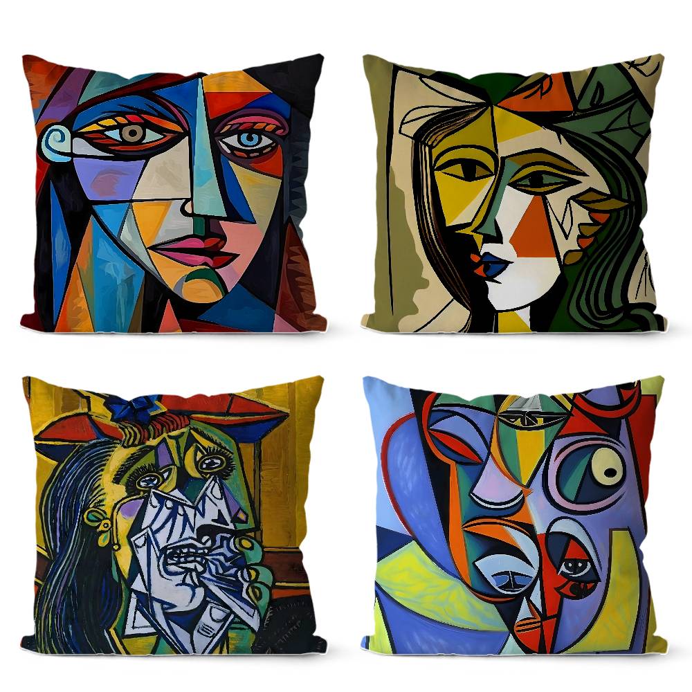 Picasso Abstrakte Kunst Malerei Kissenbezug Plüschstoff Weicher Kissenbezug Beidseitiger Druck Sofakissenbezug Überwurf
