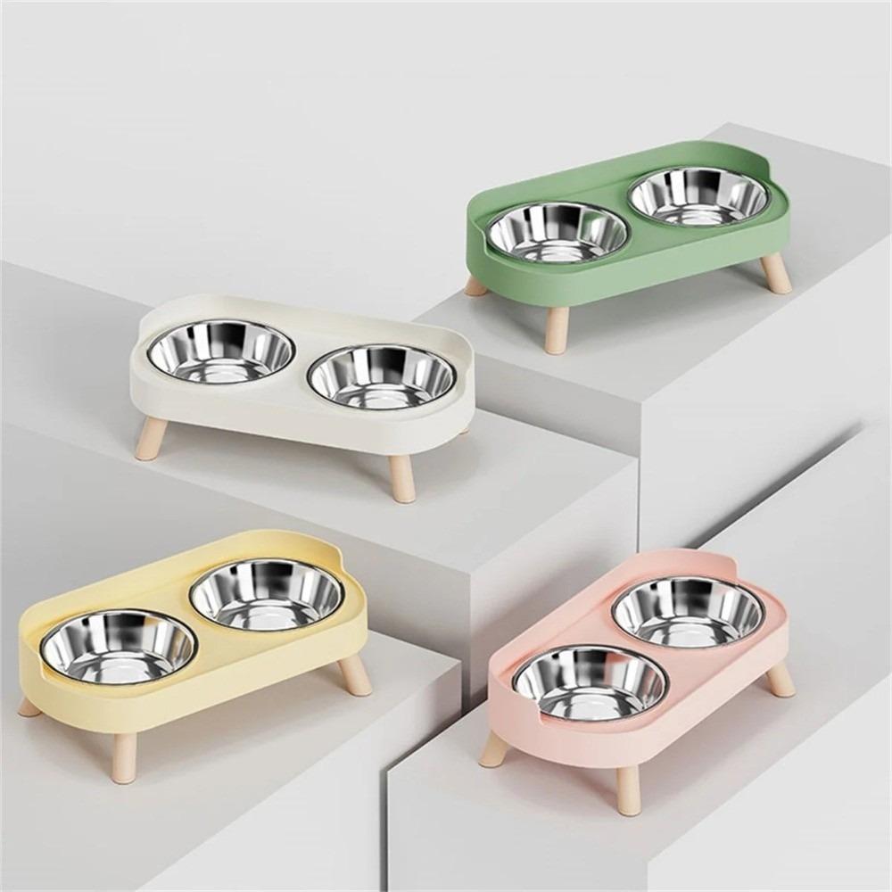 Colorful Pet Double Bowl Stainless Steel Water Bowl Fashion Dog Bowl  Pet Supplies