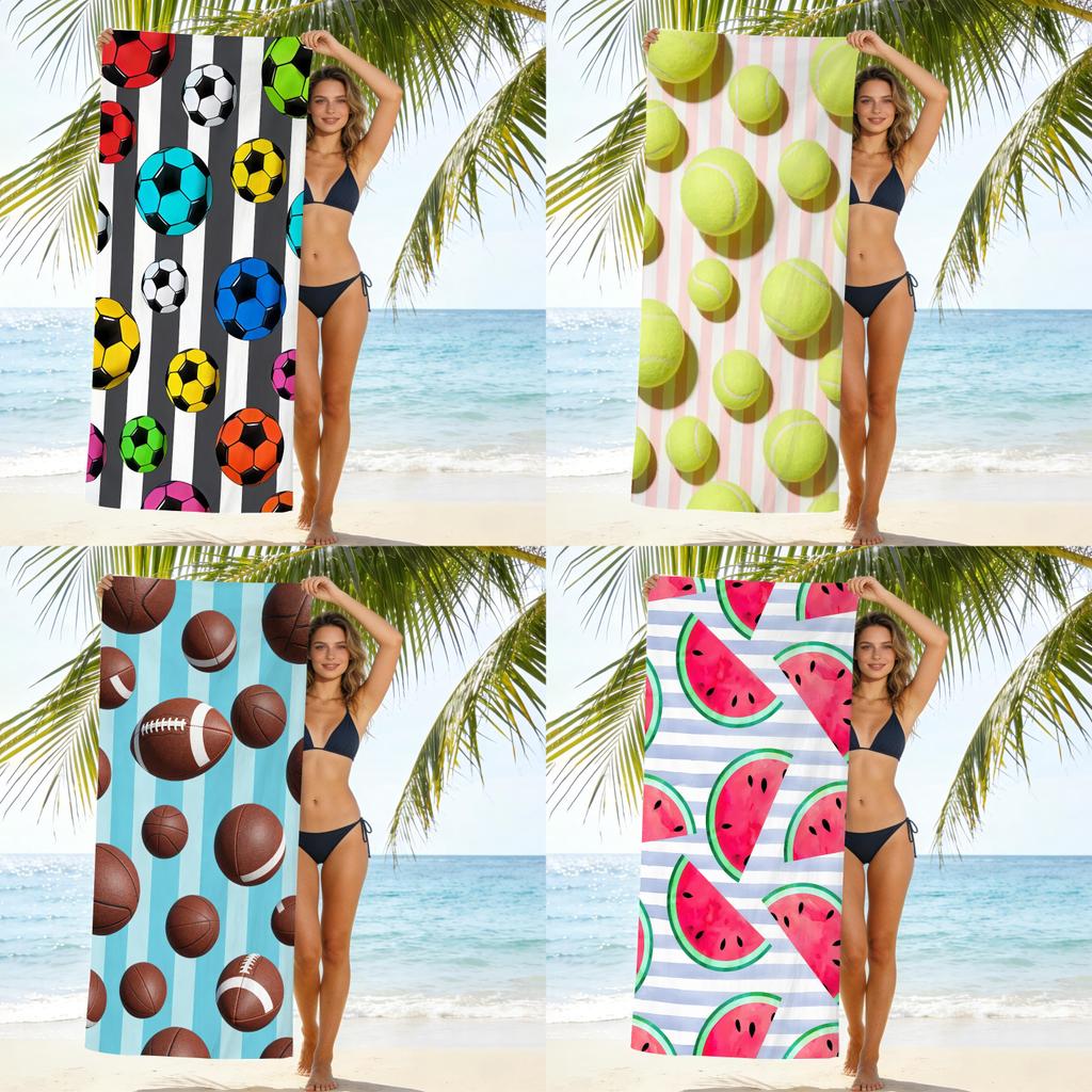 Polyester Stripe Pattern Beach Towel With Quickdry Technology For Vacation And Pool Use