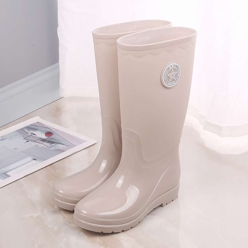 Rain Shoes Women's Fashion Outer Wear Water Shoes Adult High Rain Boots Waterproof and Non-slip New Lightweight Rubber Shoes Long Boots