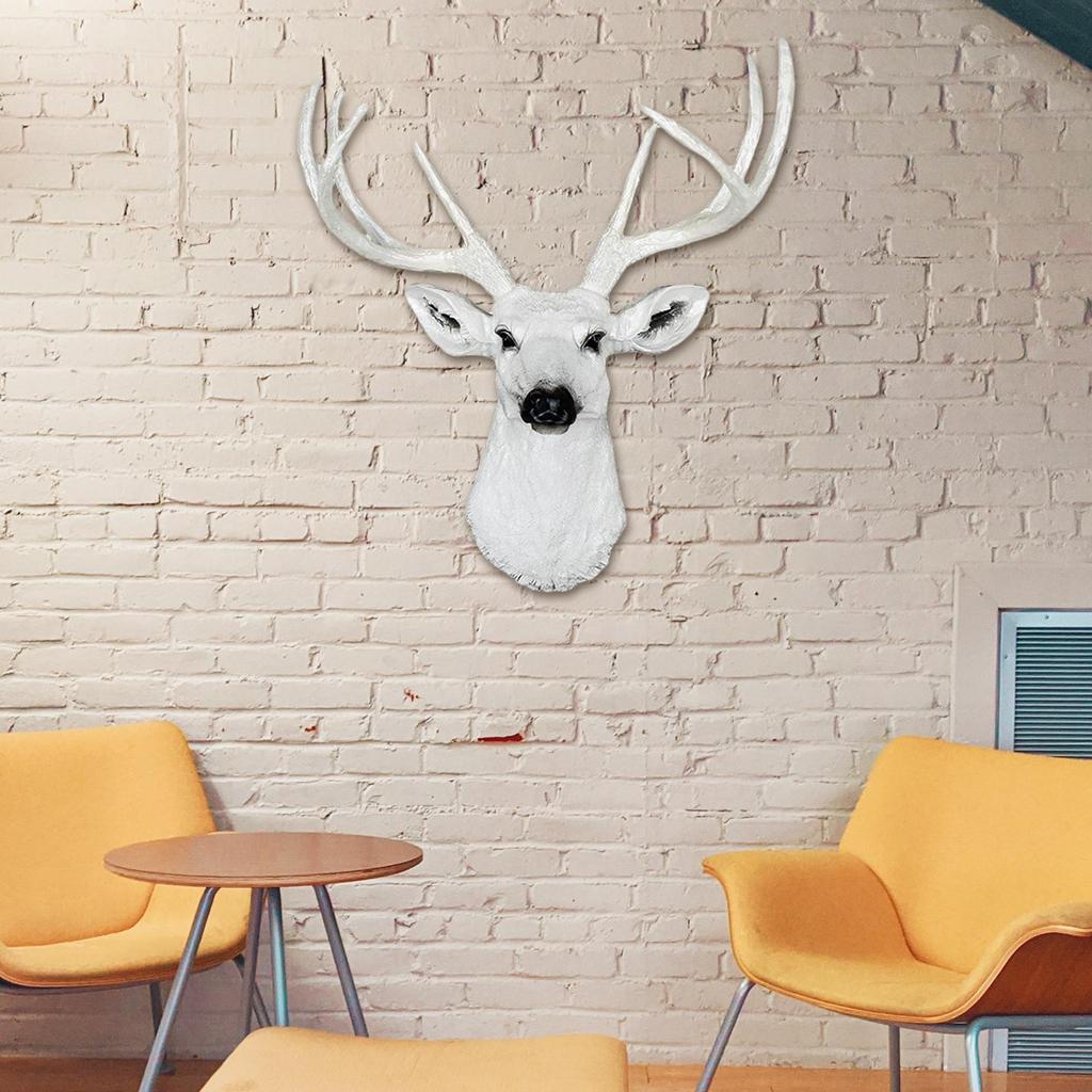 Deer Head Wall Mount Resin Figure Sculpture for Office And Living Space