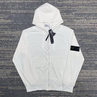 Unisex Herbst Winter Raglanärmel Kapuzenreißverschlussjacke mit Abzeichen