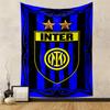 "Inter Logo Black Blue Striped Design PatternedPatterned Tapestry for Bedroom and Living Room Home Decor