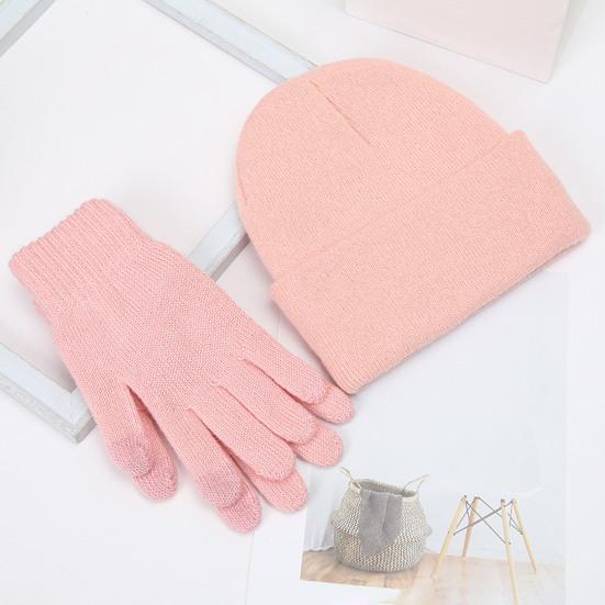 Winter Warm Knitted Gloves And Hat Set for Men And Women Soft Skull Cap And Touch Screen Gloves Set for Cold Weather