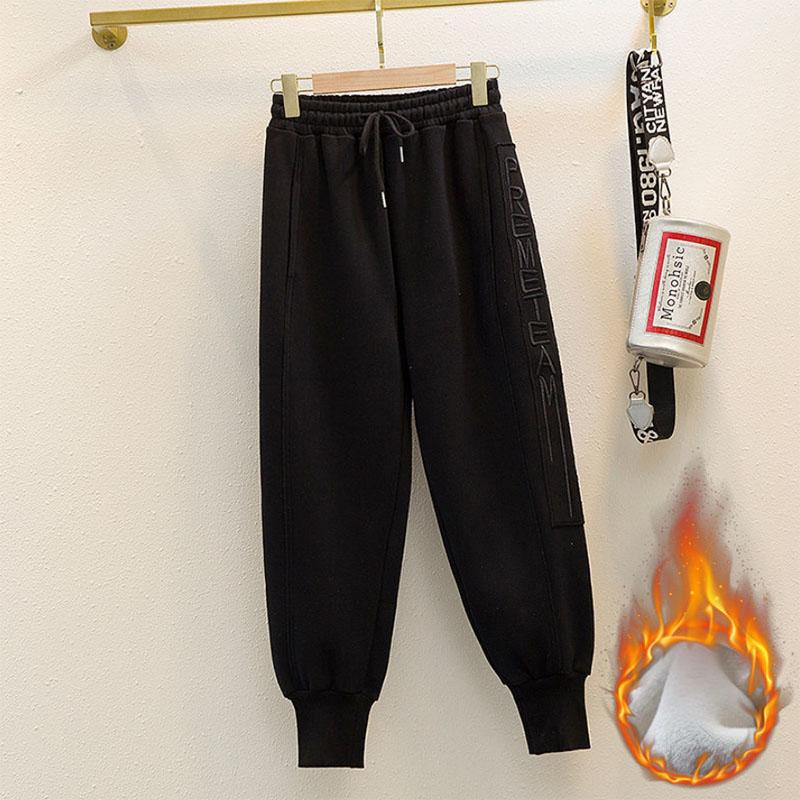 

Осенне-зимние бархатные спортивные штаны в комплекте, женские девятые повседневные брюки, универсальные тонкие спортивные штаны-шаровары, свободные XL